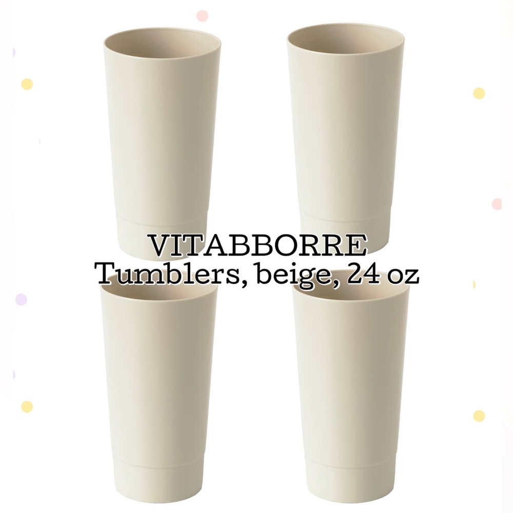 VITABBORRE 24 oz Beige Plastic Tumblers - Set of 4